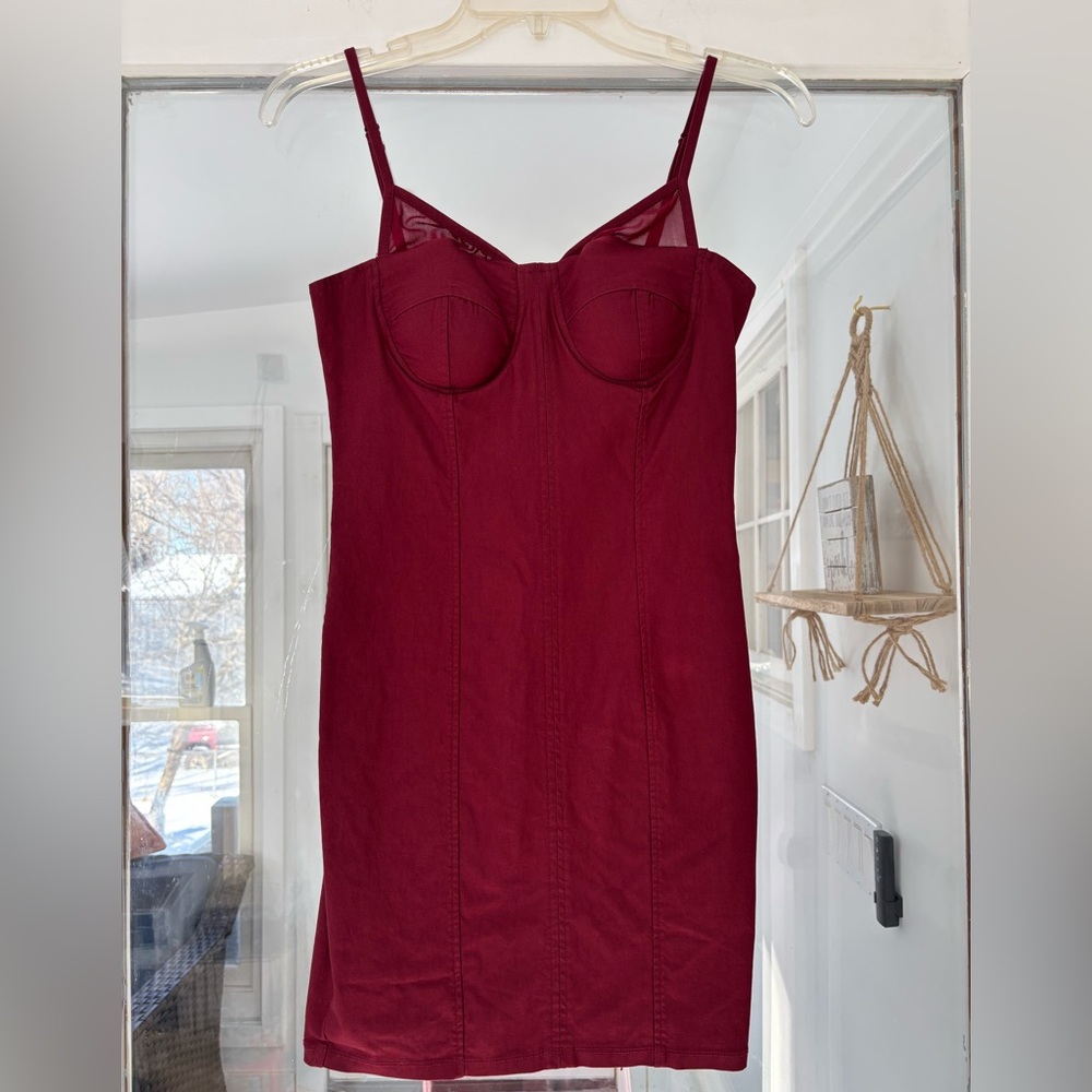 iris Burgundy Bustier‎ Slip Dress